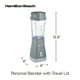 Hamilton Beach Single Serve Personal Smoothie Blender with 14 oz Travel Cup and Lid  Gray Model 51128