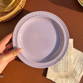 INS Wind Home Cream Ceramic Plate (Option: Starry Dew Purple-8inch)