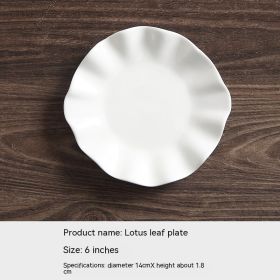 Ceramic 6-inch Small Plate Dessert Dessert Plate Dish Household (Option: Folium Nelumbinis Plate)