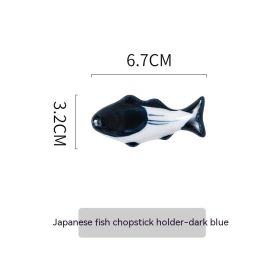 Japanese Creative Chopstick Holder Ceramic (Color: Dark blue)