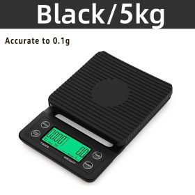 3kg/0.1g Digital kitchen Weight Grams Electronic Balance High Precision Coffee Scale Portable With Timer Food Espresso Powder (Color: Black 5kg 0.1g)