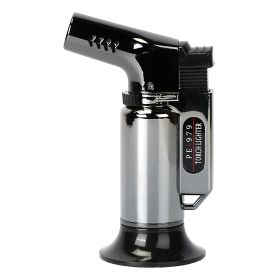 Culinary Butane Torch Lighter Refillable Blow Torch Adjustable Flame Kitchen Cooking BBQ Torch (Gas Not Included) (Color: black)
