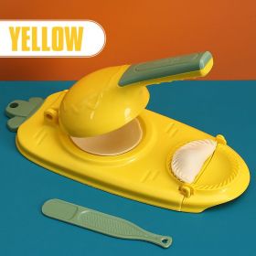 2 In 1 Dough Pressing Tool Set Kitchen Dumpling Maker Dumpling Mold DIY Dumpling Wrapper Makers Manual Press Dumpling Crust Tool (Color: yellow)