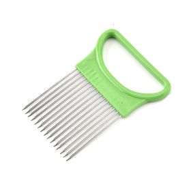 Stainless Steel Fork ; Onion Vegetable Slicer; Kitchen Cutting Auxiliary Rack Cutting Tool; Convenient Fast Cutting Vegetables (Color: green)